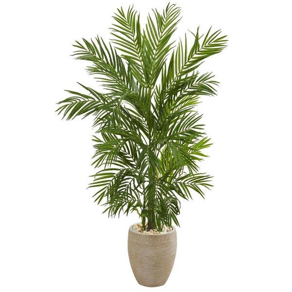 Nearly Naturals 5 ft. Areca Palm Artificial Tree in Sand Colored Planter 5642